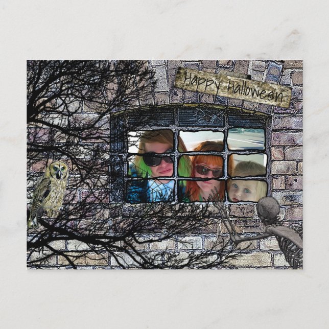 Cartão Postal Foto Personalizada Feliz Foto do Dia das Bruxas (Frente)