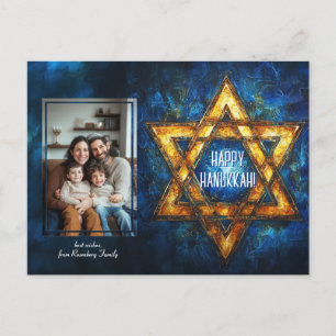 Cartão Postal Foto personalizada Happy Hanukkah ✡️, Estrela de D