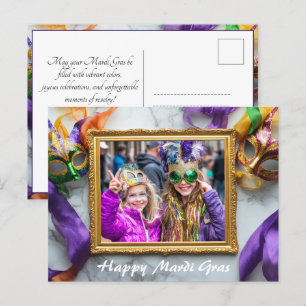Cartão Postal Foto personalizada 💚 💜 mágica 💛 Mardi Gras