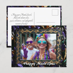 Cartão Postal Foto personalizada 💚 💜 mágica 💛 Mardi Gras