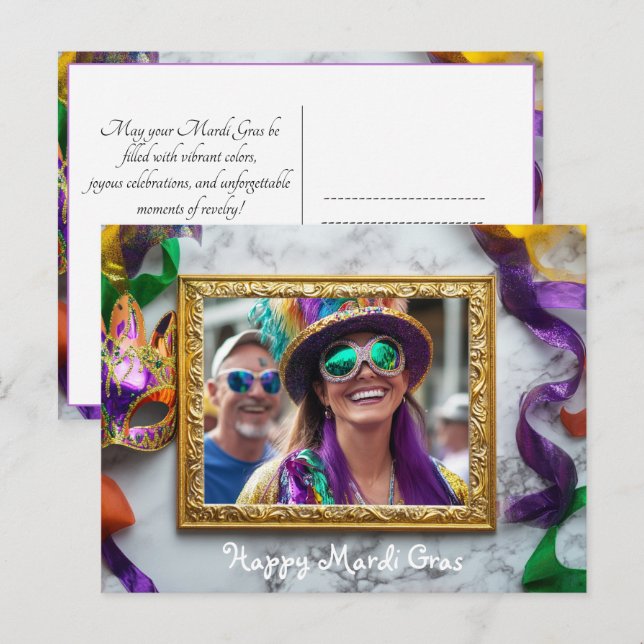 Cartão Postal Foto personalizada Mardi Gras Bourbon Street Bonan (Frente/Verso)