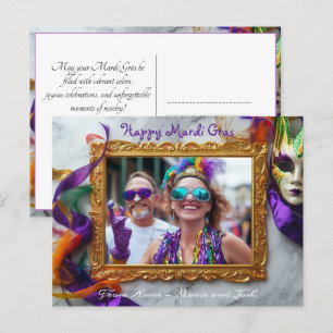 Cartão Postal Foto personalizada Mardi Gras Chaos Frame