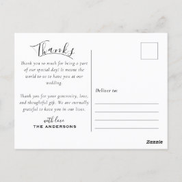 Cartão Postal Foto personalizada moderna Casamento preto e branc