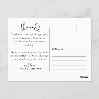 Cartão Postal Foto personalizada moderna Casamento preto e branc