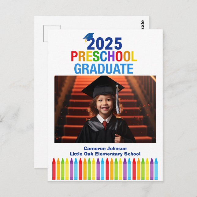 Cartão Postal Foto personalizada para pré-escola 2025 Crianças F (Frente/Verso)