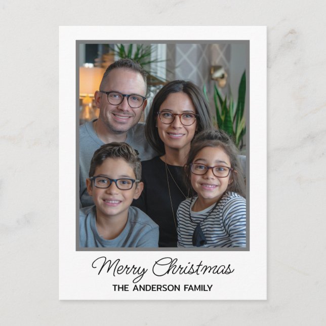 Cartão Postal Foto personalizada personalizada de Natal da famíl (Frente)