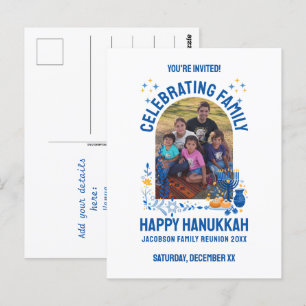 Cartão Postal Foto personalizável de REUNIÃO DA FAMÍLIA HANUKKAH