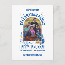 Cartão Postal Foto personalizável de REUNIÃO DA FAMÍLIA HANUKKAH