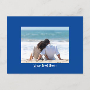 Cartão Postal Foto personalizável e azul profundo de texto