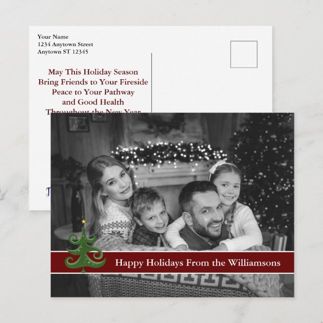 Cartão Postal Foto Preta e Branca Automática com Árvore de Natal (Frente/Verso)