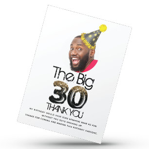 Cartão Postal Foto preto aniversário de 30 anos moderno persona