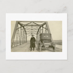 Cartão Postal Foto Real Antiga de Homem com Carro