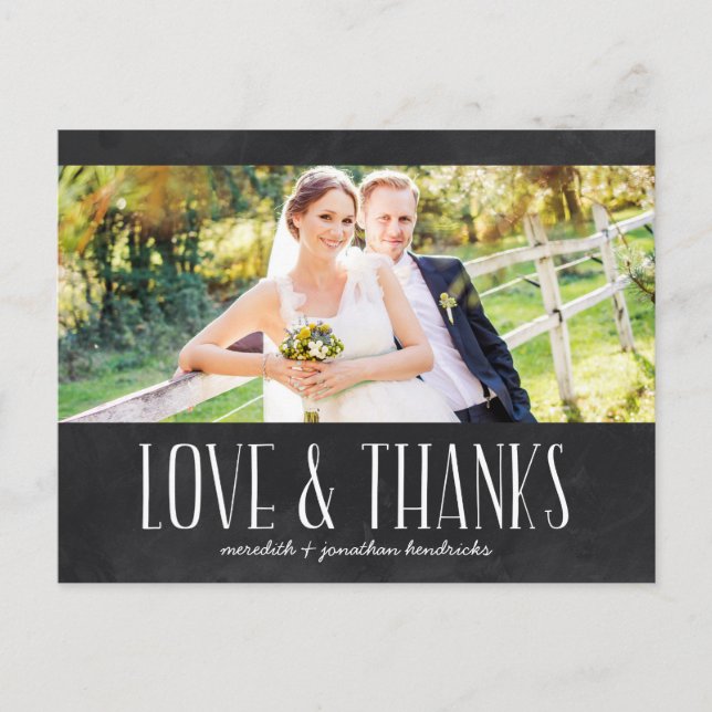 Cartão Postal Foto Rustic Chalkboard Obrigado (Frente)