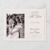 Foto Save The Date em Caligrafia Marrom Clássica