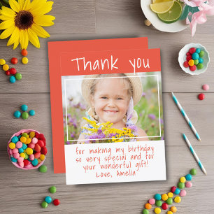 Cartão Postal Foto Simples da Rapariga Laranja Aniversário Obrig