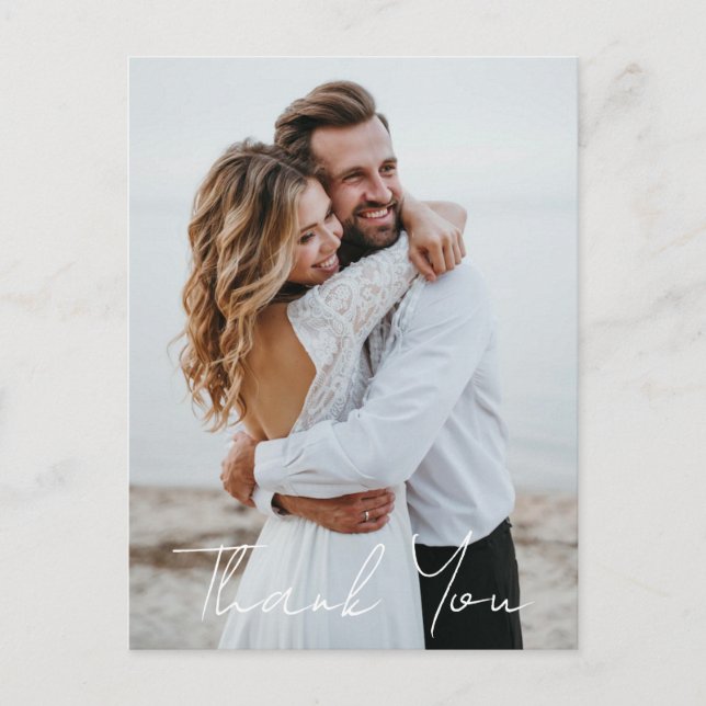 Cartão Postal Foto Simples De Casamento Adicione Sua Saudação Ob (Frente)