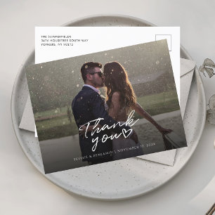 Cartão Postal Foto Simples De Casamento Obrigado