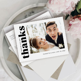 Cartão Postal Foto Simples De Casamento Obrigado Cartão-Postal