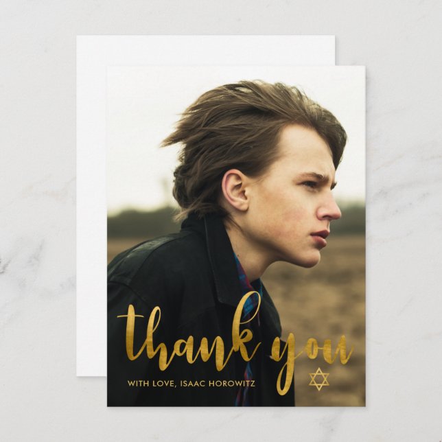 Cartão Postal Foto Simples do Estrela de Davi para Agradecimento (Frente/Verso)