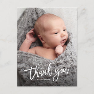 Cartão Postal Foto Simples E Manuscrita Para Bebê Obrigado