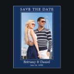 Cartão Postal Foto Simples Moderna Salva O Marinho De Data Azul<br><div class="desc">Cartão-postal de Anúncio de Noivado de Fotografia Simples Moderno - Marinho Azul</div>