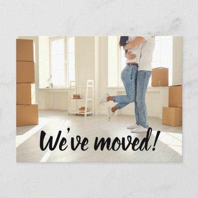 Cartão Postal Foto simples Mudamos o endereço do script (Frente)