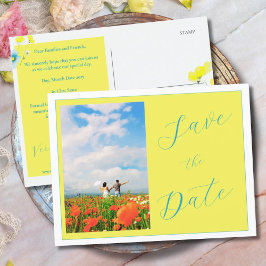 Cartão Postal Foto simples russa Amarelo azul Salve a data