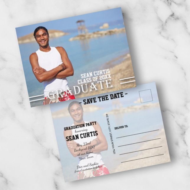 Cartão Postal Foto sobreposta para GRADUAÇÃO Salve a data (Criador carregado)