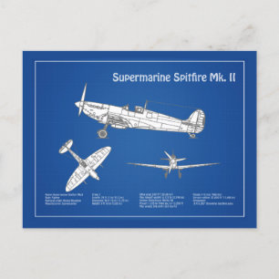 Cartão Postal Foto Supermarinha - Avião Blueprint ABD