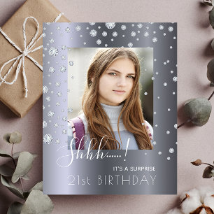 Cartão Postal Foto Surpresa Aniversário de diamante prateado con