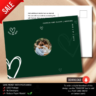 Cartão Postal FOTO Verde Salve a Data | Qualidade Minimalista Mo