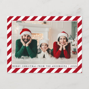 Cartão Postal Foto Vermelha de Natal Moderno Feliz