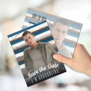 Cartão Postal Foto Vertical de Save the Date de Formatura
