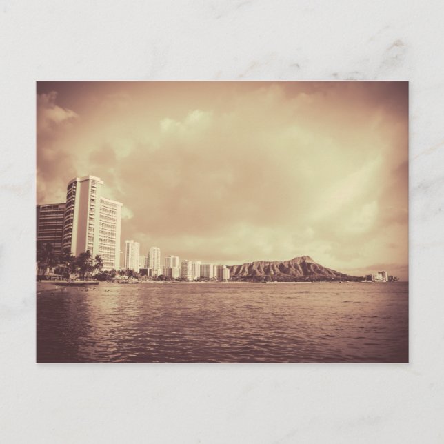 Cartão Postal Foto Vintage Da Praia Do Havaí (Frente)