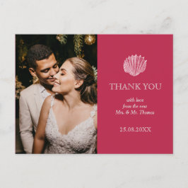 Cartão Postal Foto Viva Magenta Concha Marinha Casamento Agrade