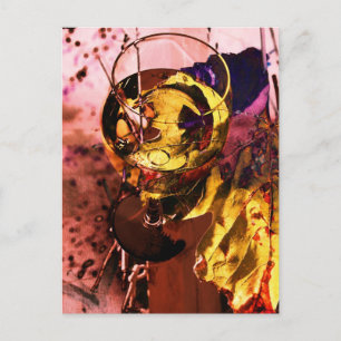 Cartão Postal Fotocolagem do vinho e da folha de vinho