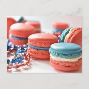 Cartão Postal Fotografia comida Red White Macarons Patriótico Az