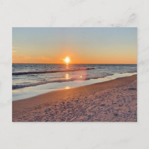 Cartão Postal Fotografia Costeira do Pôr do Sol na Praia Dourada