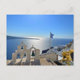 Cartão Postal Fotografia da Grécia em torre tripla Santorini