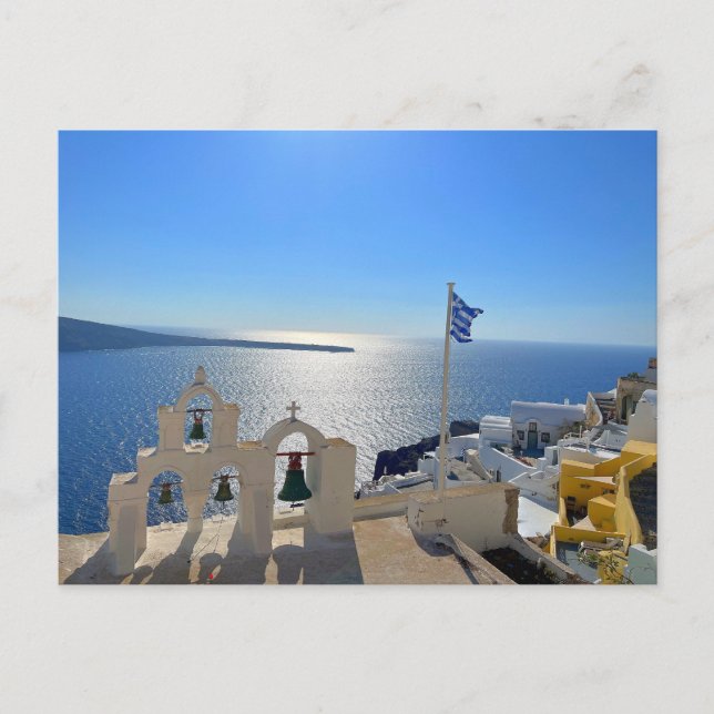 Cartão Postal Fotografia da Grécia em torre tripla Santorini (Frente)