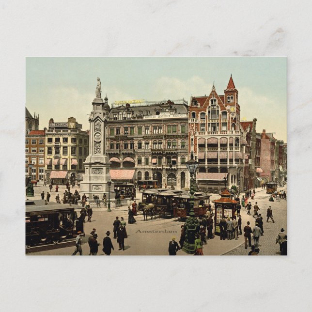 Cartão Postal Fotografia da paisagem urbana Vintage Amsterdam (Frente)