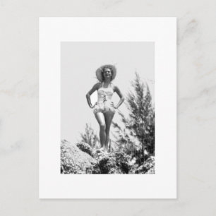 Cartão Postal Fotografia da Senhora da praia em Miami nos anos 5
