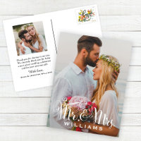Fotografia de agradecimento do casamento com o rot