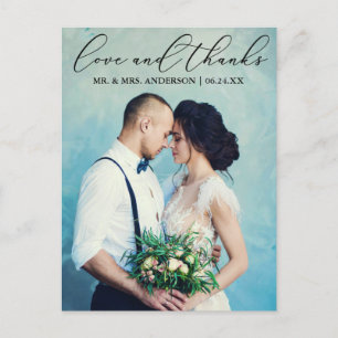 Cartão Postal Fotografia de Amor e Agradecimento de Casamento co