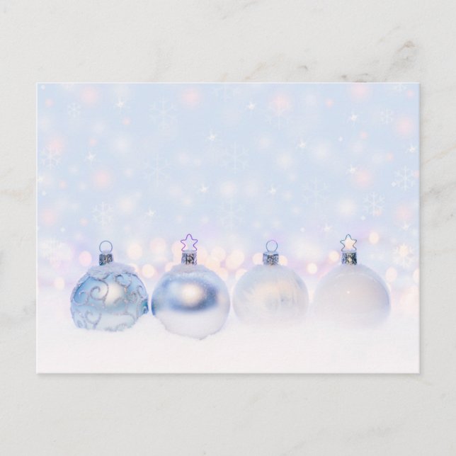 Cartão Postal Fotografia de bolas de Natal mágicas em metal (Frente)