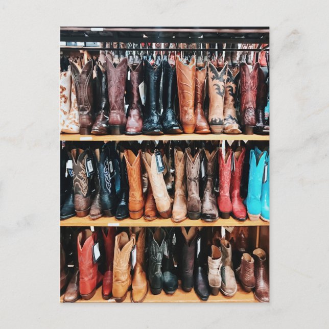 Cartão Postal Fotografia de Botas de Cowboy Country Western Rúst (Frente)