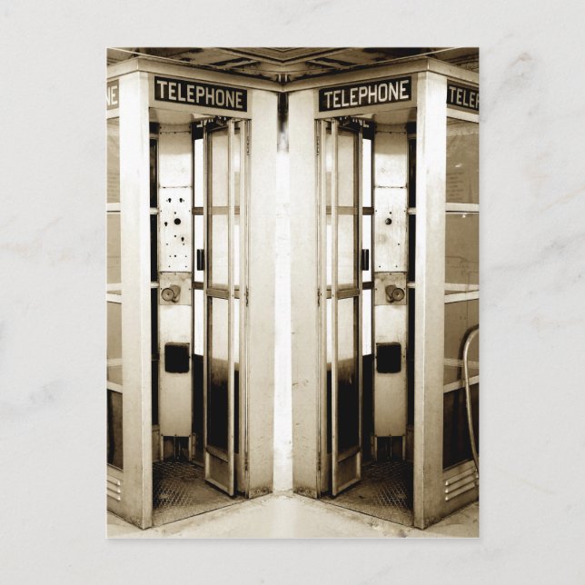 Cartão Postal Fotografia de Cabines Telefônicas Antigas  (Frente)