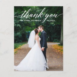 Cartão Postal Fotografia de Casamento Caligrafia Elegante Obriga