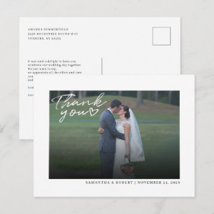 Cartão Postal Fotografia de Casamento com Letra Manual de Agrade