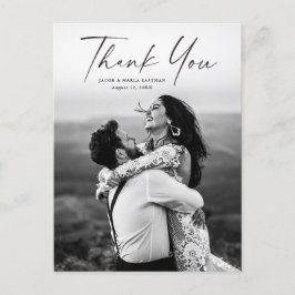 Cartão Postal Fotografia de Casamento Obrigado com Roteiro Moder